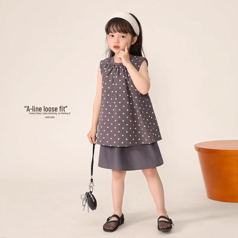 LUSON Baby Girl Polka Dot Sleeveless Top 140