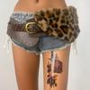 The New Leopard-print Plush Mute Rivet Punk Street Belt Waistband Features A Millennial Hot Girl From Europe and America