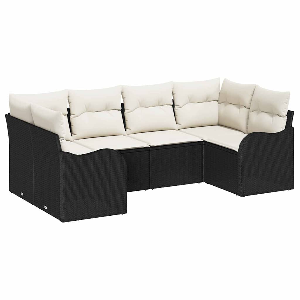 Garden Sofa Set Black Poly Rattan