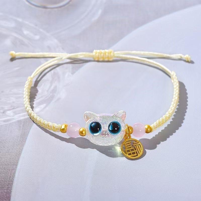 Steel Fun New Cartoon Cat Charm Bracelet for Women Halloween Gift Skeleton Tassel Hand Chain Girls Jewelry Gift Y2k Accessories