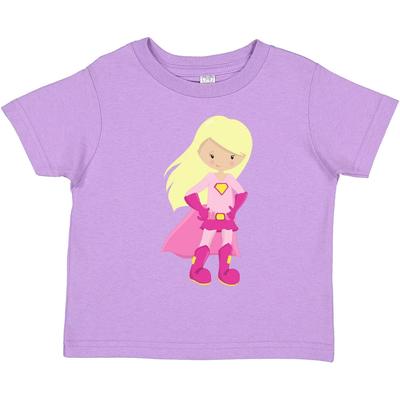 Inktastic Superhero Girl, Blonde Hair, Cute Girl, Pink Cape Toddler T-Shirt Kid