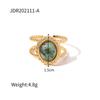 Retro Stainless Steel Gemstone Ring with Gold Band Jewelry From The Vintage Era