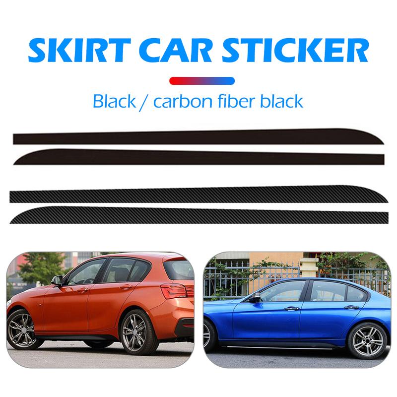 2pcs Car Side Skirt Sill Stripe Stickers Black/Carbon Fiber Black Transfer Glue Decals for BMW 1 3 4 5 6 Series F30 F35 F31