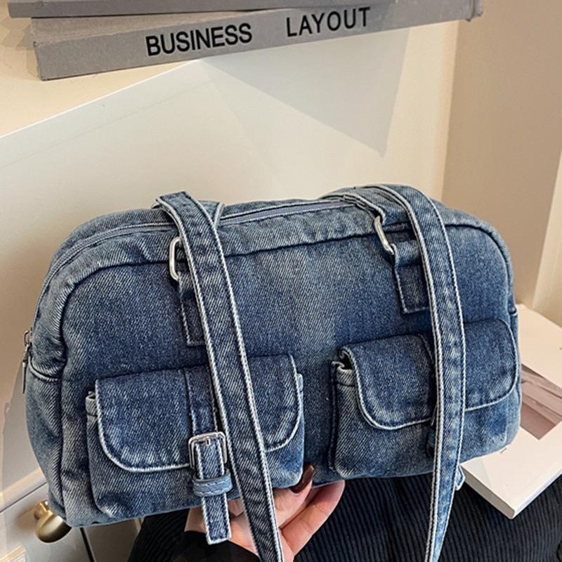 Retro Portable Bowling Bag Women's New Trendy Fashion Armpit Bag Large Capacity Simple Shoulder Bag