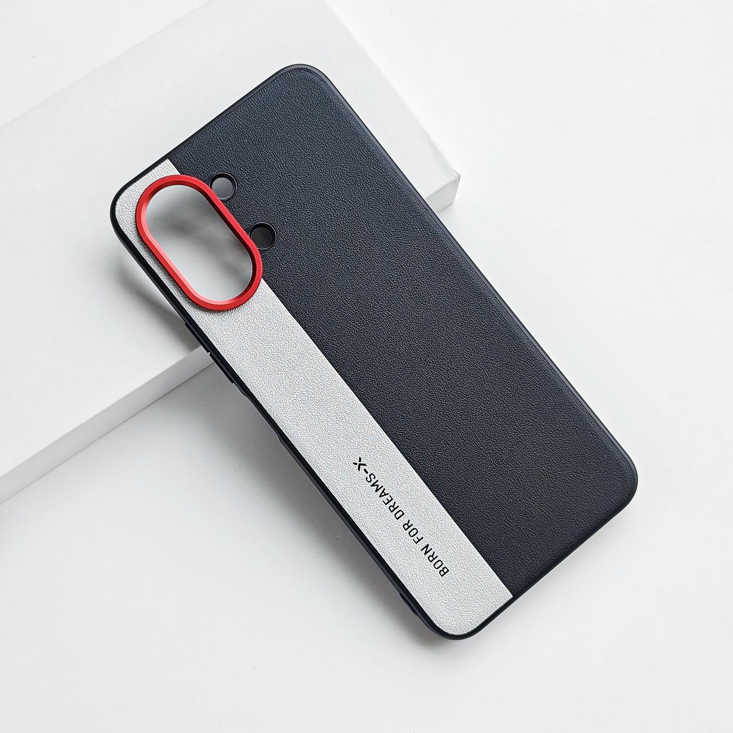 Чехол для Tecno Spark Go3 Модный Индивидуальный Цветной Блок Антискользящий Защита от Отпечатков Пальцев Кожаный Чехол Ударопрочный Funda Tecno Spark Go 3 чёрный