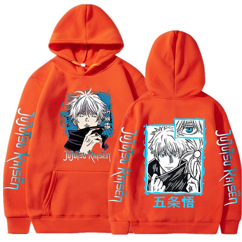 

Толстовки с капюшоном для дзюдзюцу кайсен в стиле аниме «Сатору Годзё» с принтом, одежда для мужчин и женщин, модная повседневная толстовка с капюшоном большого размера, уличная одежда 4XL оранжевый
