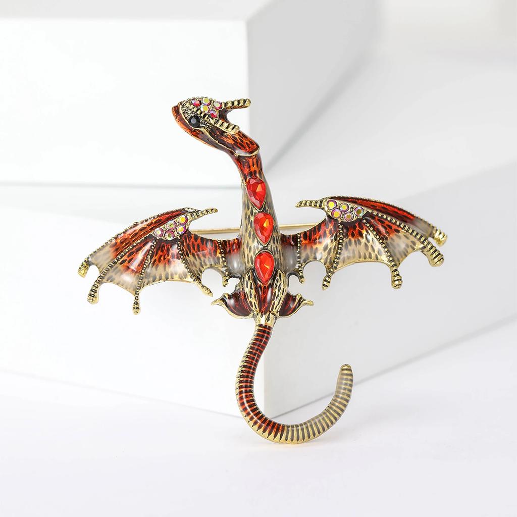 Vintage Enamel Small Flying Dragon Brooches For Men Dragons Pins 6-color Available Office Party Friend Gifts Accessories