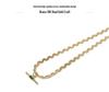 18K Gold Plated Korean Retro Curved Chain Necklace with Emerald Zircon for Women (Autumn/Winter)