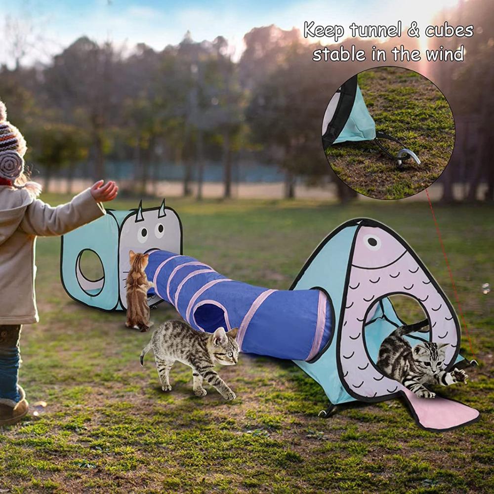 

Outdoor Indoor Interactive Exercising Collapsible Crinkle Hiding Tent Cat Toys Cubes Cat Tunnel
