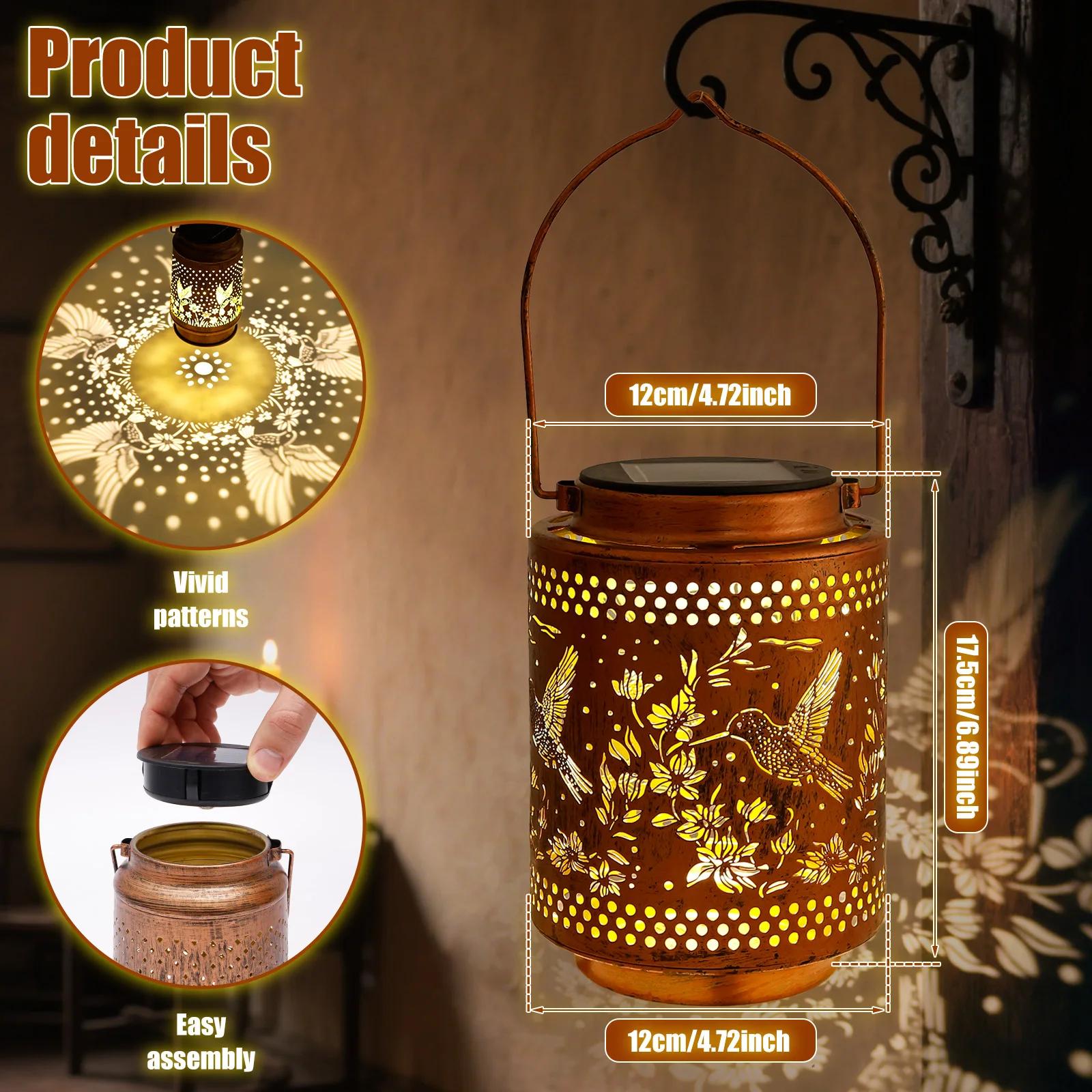 

Hummingbird Solar Lantern IP65 Waterproof Metal Solar Light Dual Lighting Mode Step Wall Fence Lights Outdoor Garden Decoration