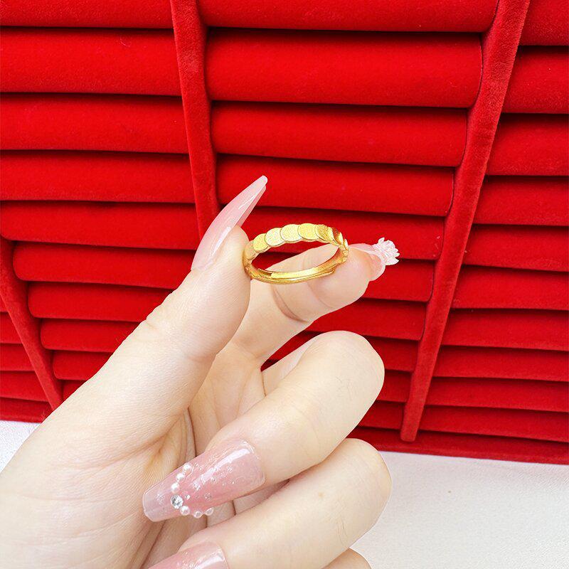 Exquisite Sand Gold Open Ring for Women: High-End Niche Design, Light Luxury Style, Long-Lasting Color, Imitation Gold.