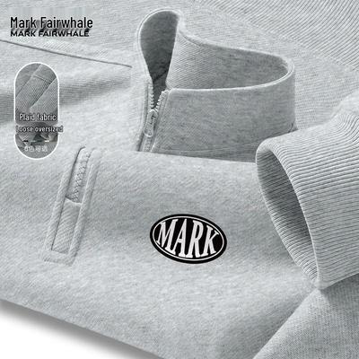 Men's Letter Print Heavyweight Mock Neck Pullover
