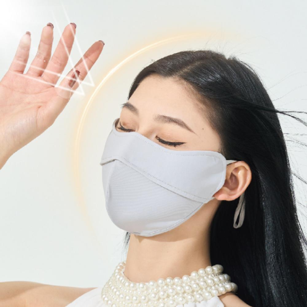 Women 3D Stereo Sun Protection Mask UPF50+, Ice Silk Anti Ultraviolet Face Mask, Eyewrap Design Adjustable String Breathable Summer Outdoor Mask
