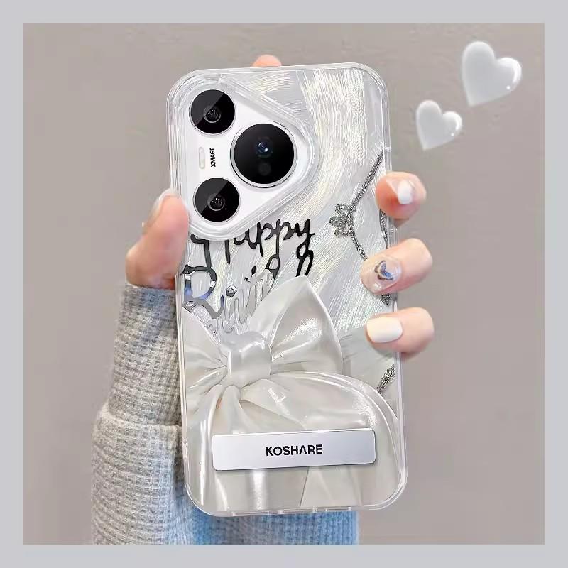 Suitable for Huawei Pura70 Mobile Phone Case Vivos18 Silk Bow Invisible Bracket Oppo Feather Yarn Xiaomi 13