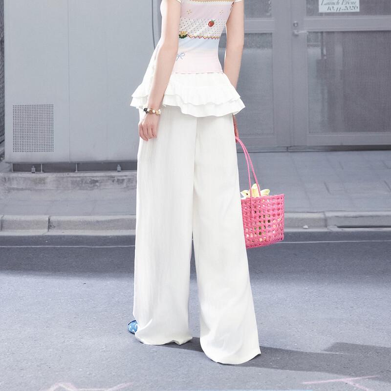 unifree Korean Style Fake Two-Piece Wide-Leg Casual Pants