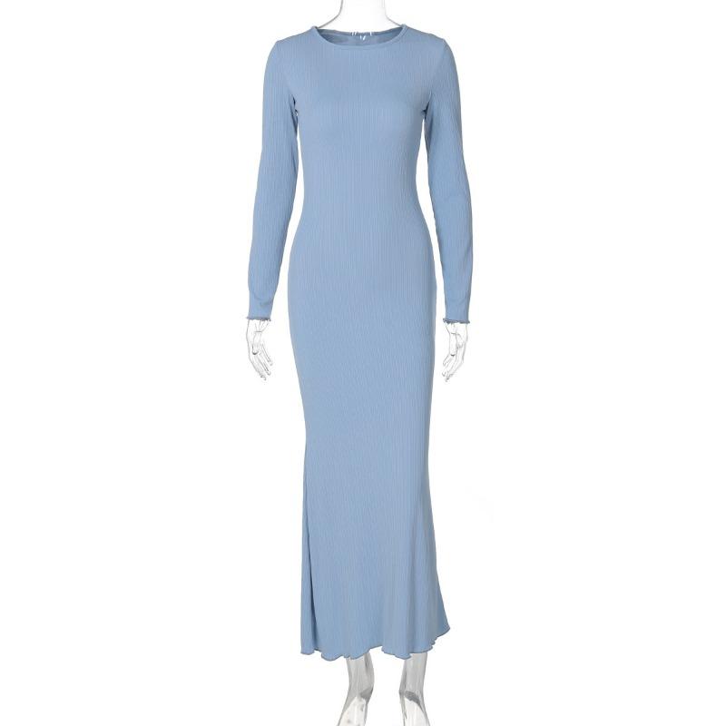 

Женское модное платье с круглым вырезом и длинным рукавом, облегающая юбка-рыбий хвост S синий