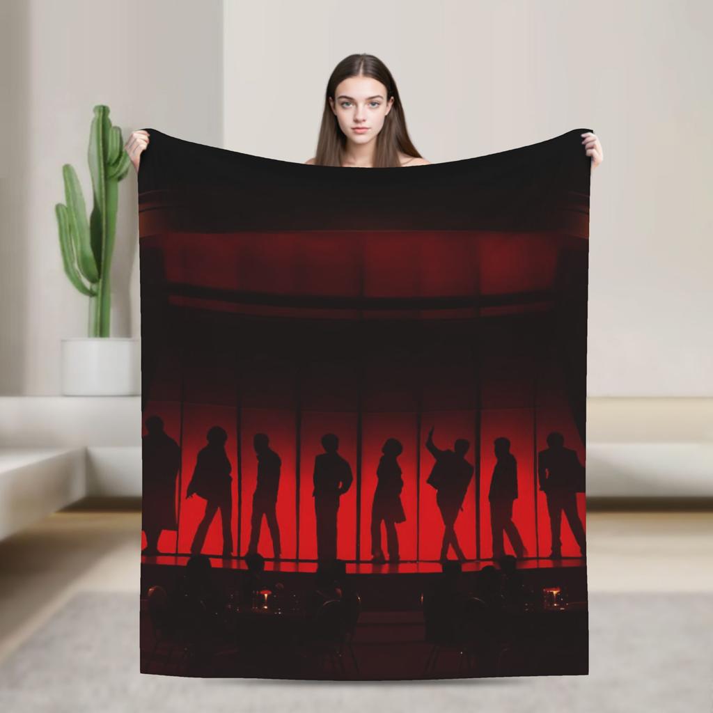 Kpop Ateez Band Soft Warm Blanket  Picnic Plush Throw Blanket Street Trend Outdoor Flannel Bedspread Sofa Bed Cover