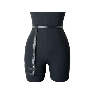 Verstellbarer Gothic-Punk-Beingürtel aus PU-Leder, 2-in-1-Beingeschirr von Ddesign für Damen, modisches Accessoire