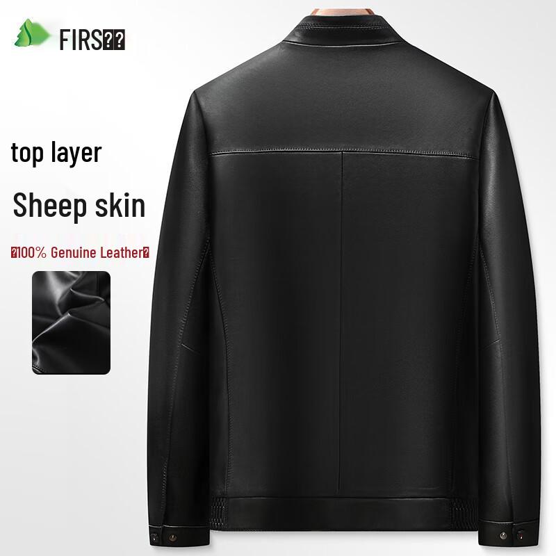 Shanshan Men's First Layer Sheepskin Leather Motorcycle Jacket