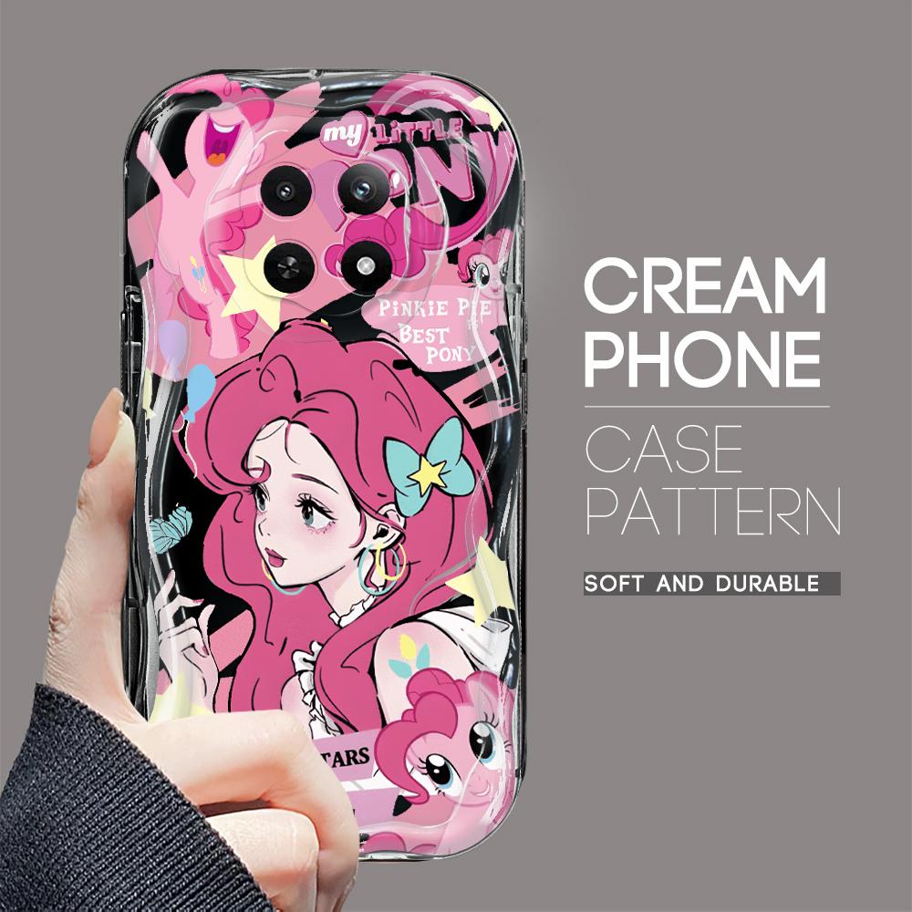 Carcasă cu textura cremă cu model de desene animate, cu margine ondulată, husă din silicon moale pentru telefon pentru OPPO Reno Realme OnePlus Vivo