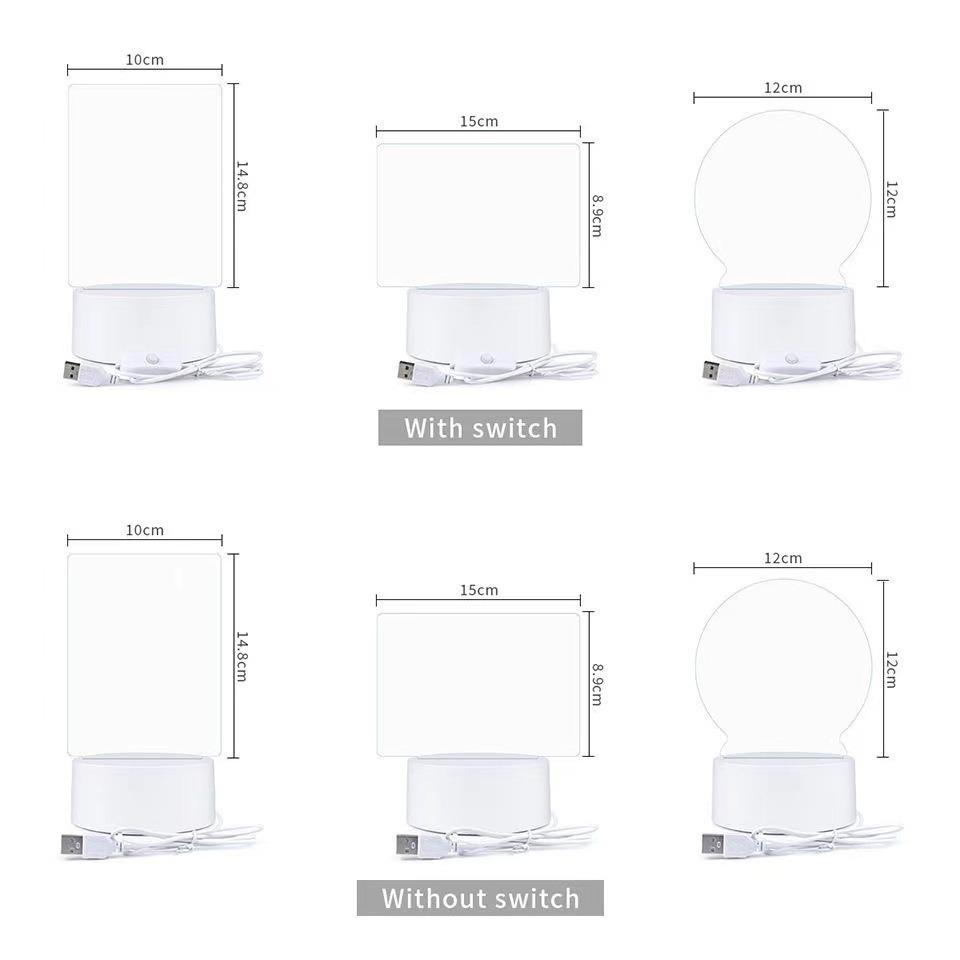 3D LED Night Light Acrylic Memo Board - Erasable Luminous Table Lamp