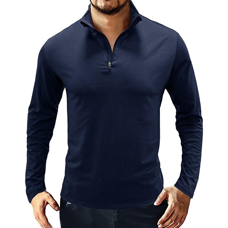 Men S Long Sleeve Polo Shirt Solid Color Casual Fit