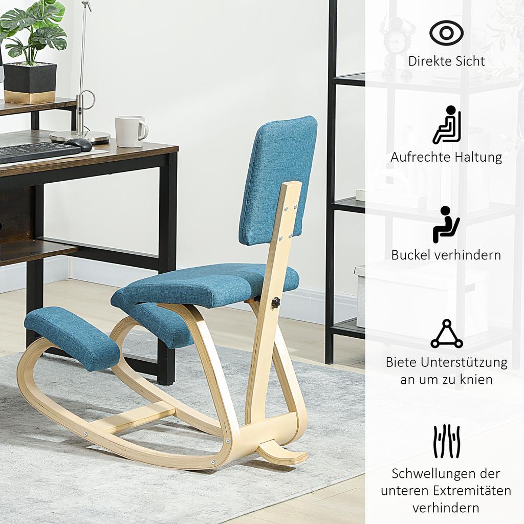 Ergonomic Kneeling Chair, Kneeling Stool Health Chair for Home, Office, Meditation Dark Blue