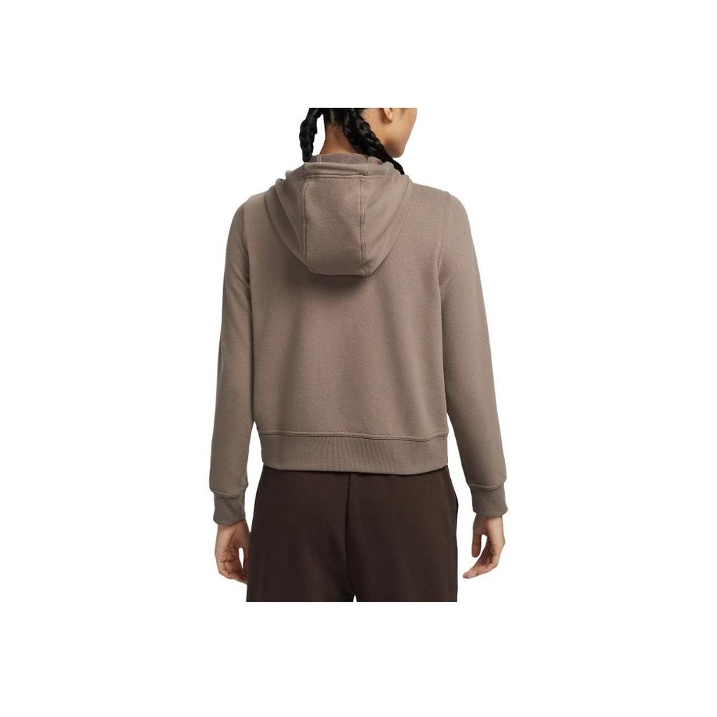 Nike Solid Color Logo Hooded Long Sleeve Sweatshirt Women Tops Brown FB5199-233
