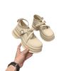 Thick-soled height increase Mary Jane small leather shoes women's 2025 spring and autumn new Korean version one-word buckle with light mouth thick hee