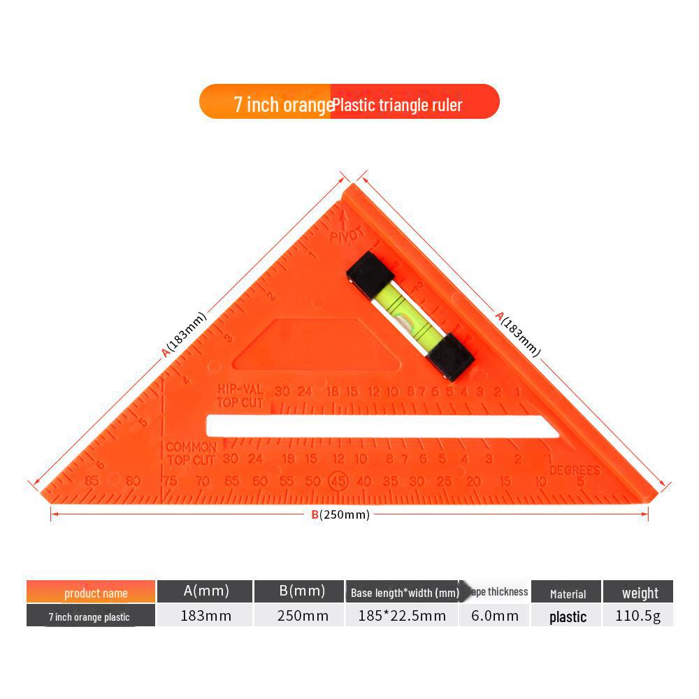 High-Precision Aluminum Triangle Ruler: 7-Inch Woodworking Tool, 12-Inch Metric & Imperial, 90° Right Angle Ruler