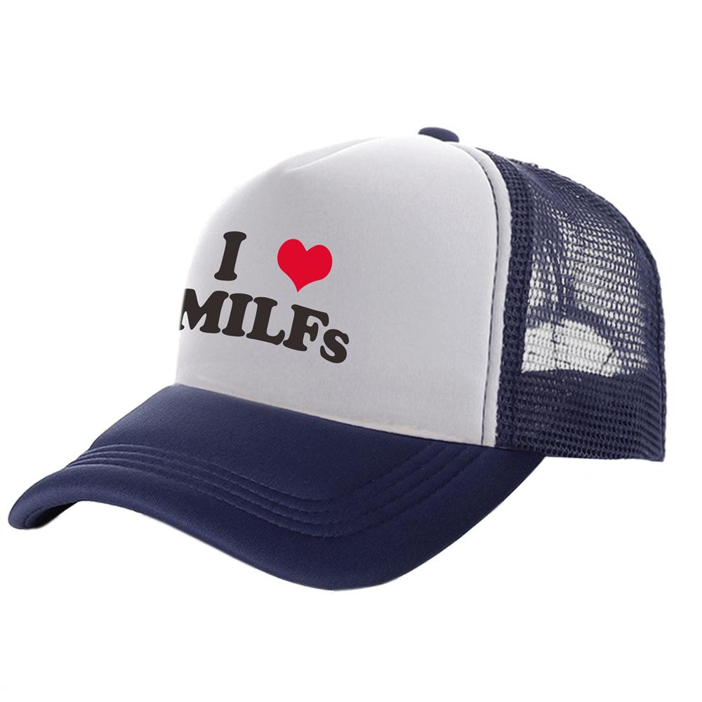 Amo le MILF Cappellini da camionista Unisex Divertenti Cappello con Umorismo Cappellino da baseball Fresco Estivo Rete Traspirante Unisex Cappellini MZ