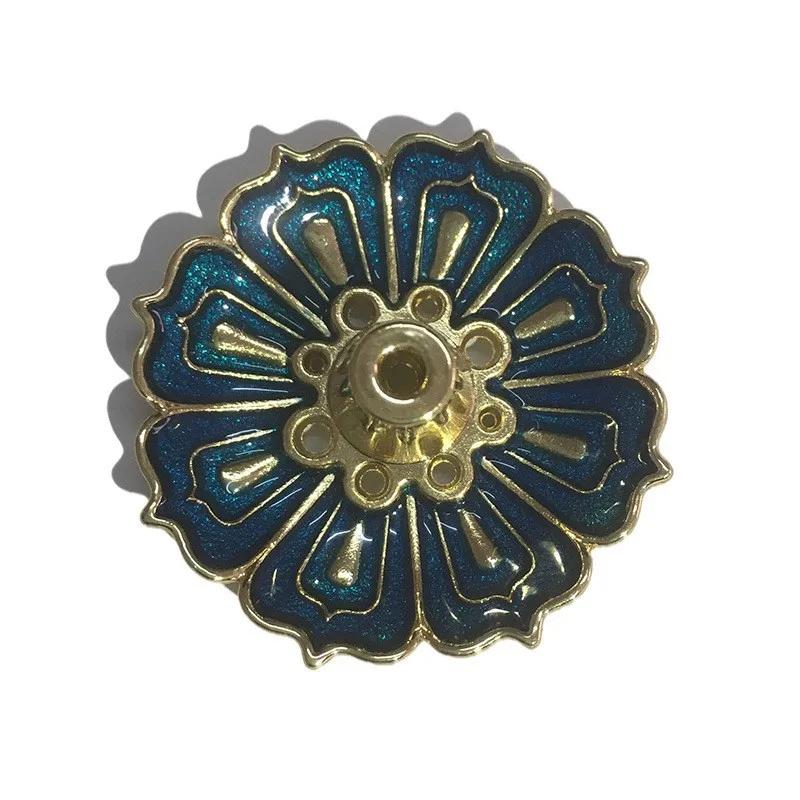 1PCS Lotus Alloy Incense Burner Stick Holder Home Buddhism Line Incense Plate Sandalwood Coil Base Temples Delicate Home Decor