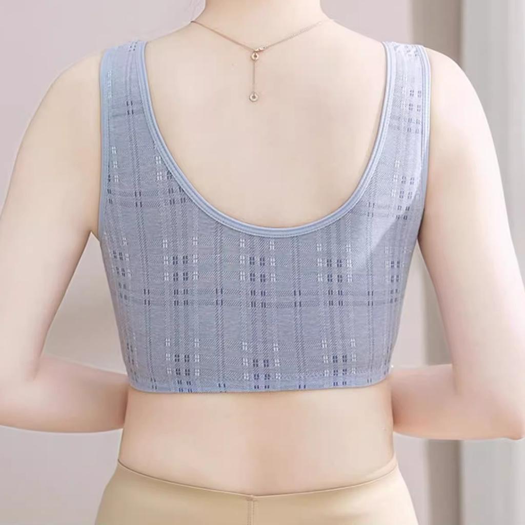 Plus-size Bra for Middle-aged and Elderly Women Comfortable Vest Style Front Opening Breathable Cotton Lining