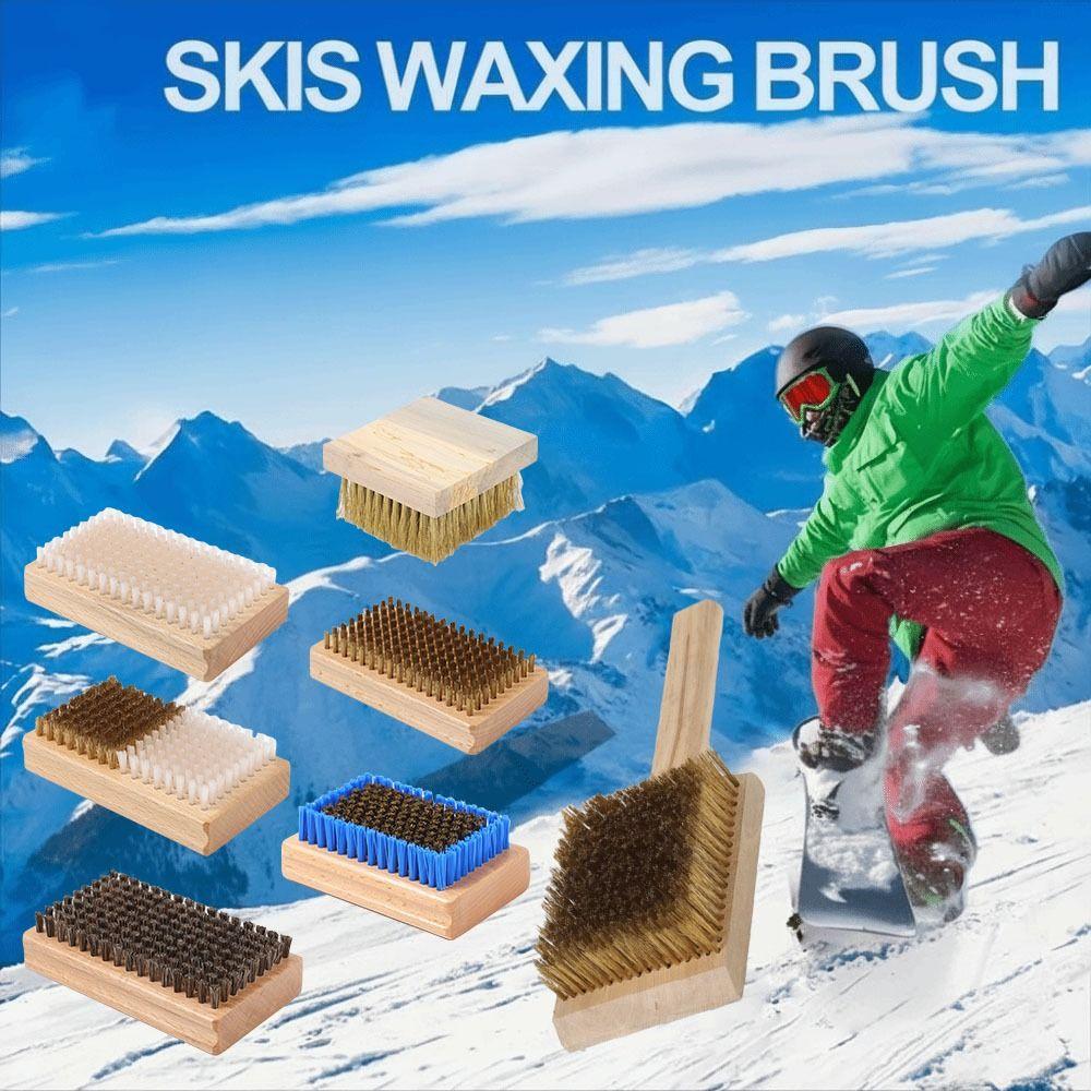Horsehair Ski Waxing Brush Wooden Handle Brush Snowboard Tool Snowboard Brush Winter Sports