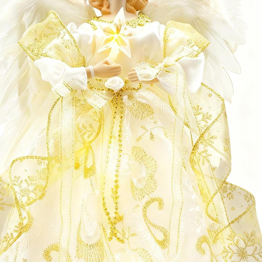 Weihnachtsbaumspitze Engel Deko Winter Feiertagsfigur Goldenes Kleid Engel für Weihnachtsbaum für Küche Schlafzimmer Wohnzimmer