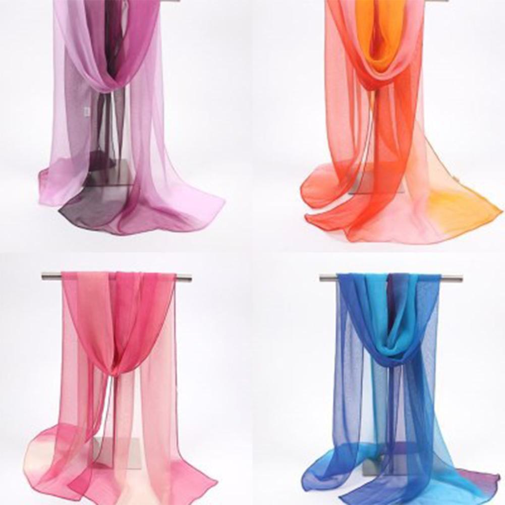 Women Ladies Chiffon Gradient Scarf Shawl Beach Towel Silk Scarf  Photo Props