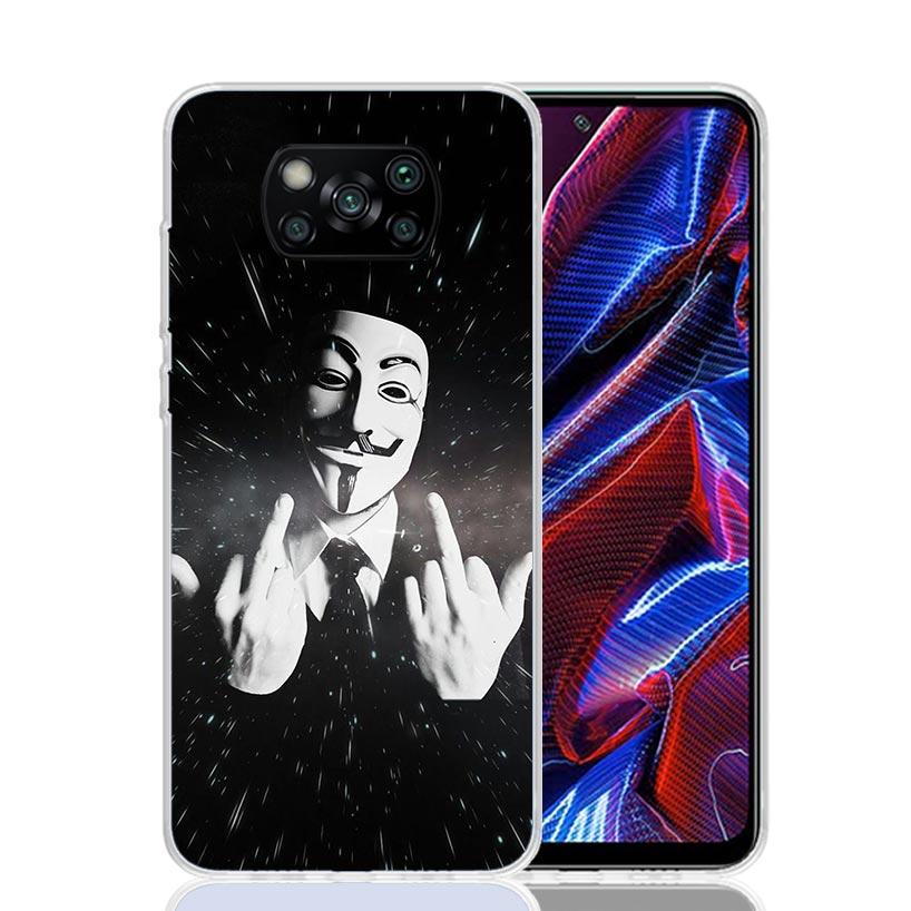 Anonymous V Mask Case Phone Cover for Xiaomi Redmi Note 10 9 9S 8 8T 7 5 Pro Mi 12T 11T 10T 9T 12 11 Lite A3 A2 Trend Fundas Mi