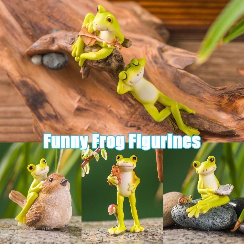 Resin Frog Flower Pot Ornaments Mini Home Micro Landscape Cute Animal Frog Ornament