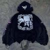 Unisex Streetwear Hooded Zip-Up Sweatshirt With Bold Letter Print Loose Fit Teens Young Adults