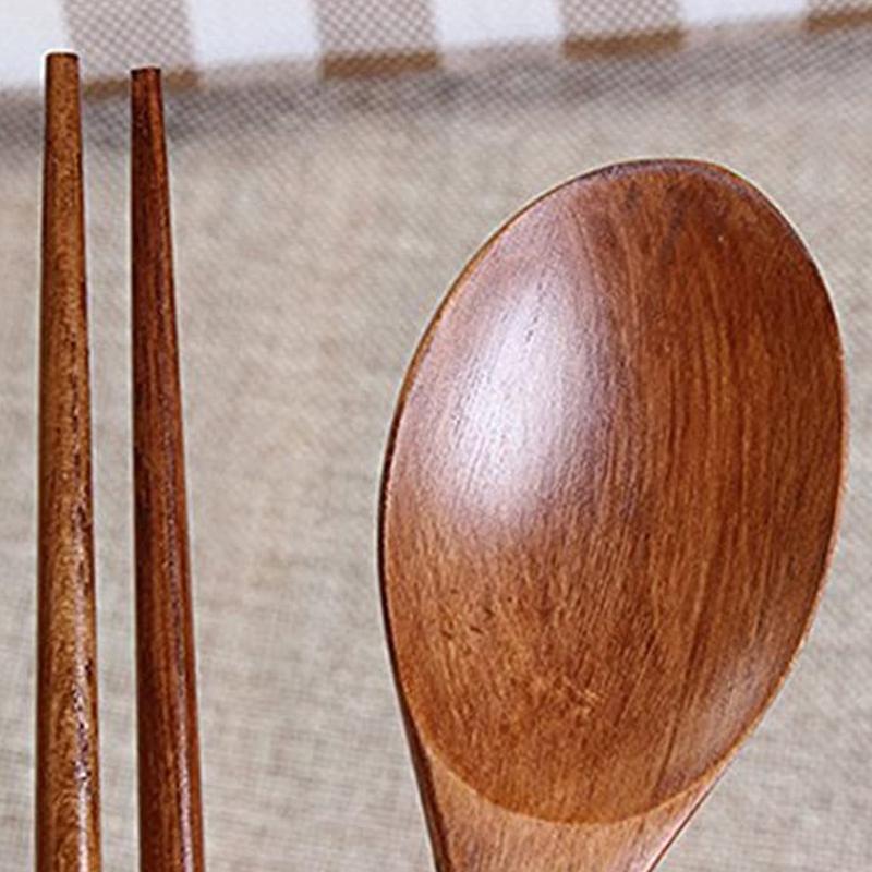 Handmade Jujube Tree Wooden Korean Dinnerware Combinations Utensil 5 Set of of Spoons and Chopsticks for home decoration