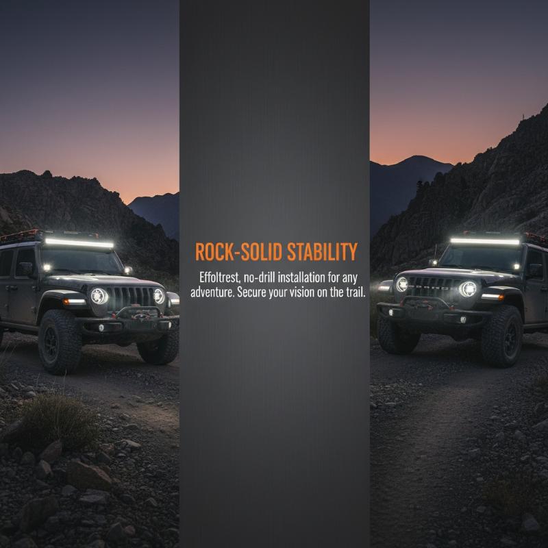 Aluminum Universal LED Light Bar Roof Rack Bracket No Drill Installation Anti Rust Mount for Car SUV Truck Night Driving