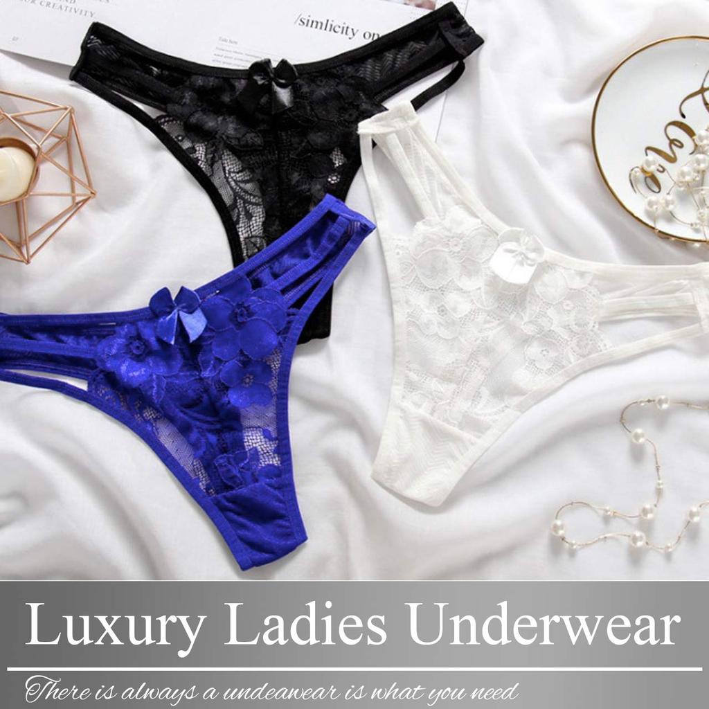 BUZZxSELECTION Sexy TV090 Women's T-Back Panties, See-Through Lingerie, (03 Blue)