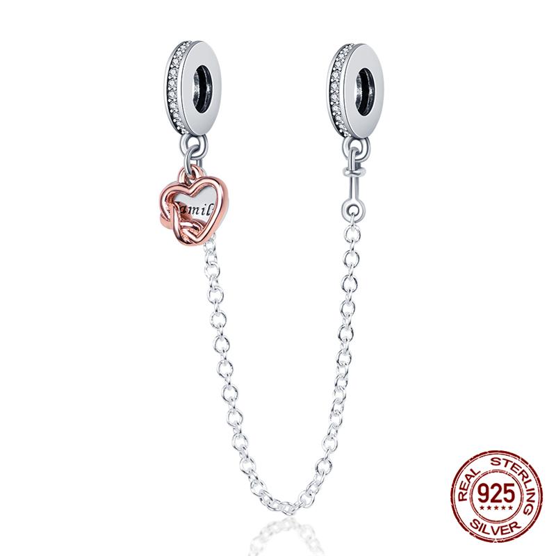 Chaîne de sécurité Argent Sterling 925 Nouveau 100% Argent Sterling 925 Floral Chaîne de sécurité avec fermeture éclair pour femmes originales