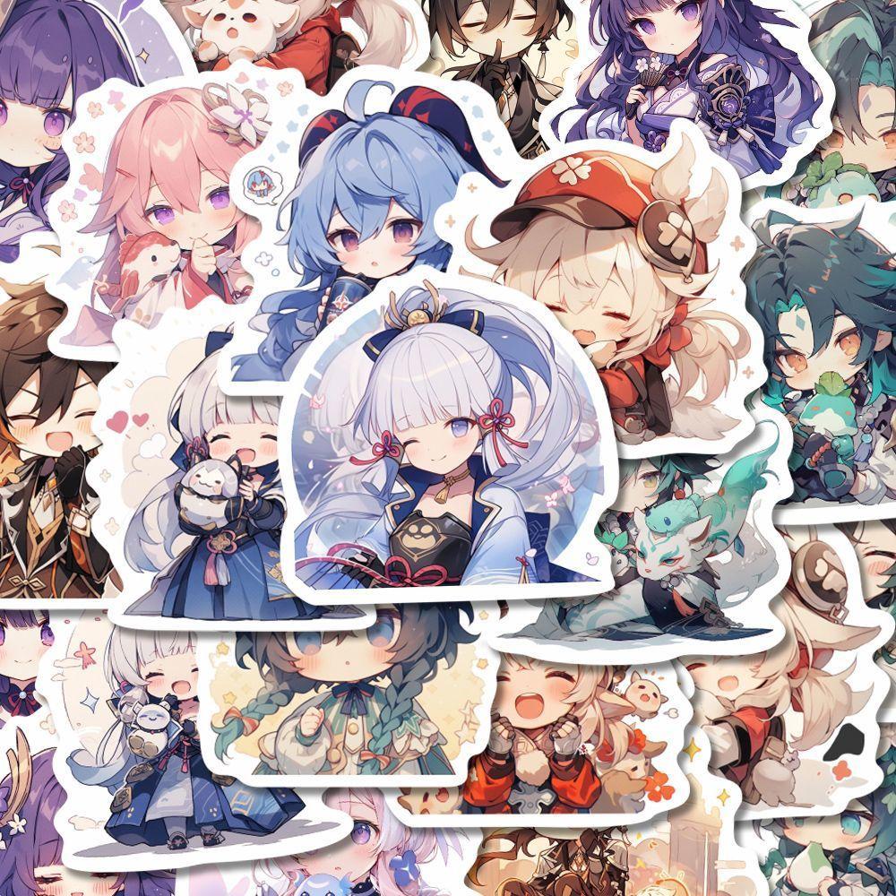 

100pcs Cute Genshin Impact Stickers For Laptop Anime Game Decals Luggage Guitar Skateboard Stationery Children Sticker Toy S Kid Friendly Entertaining