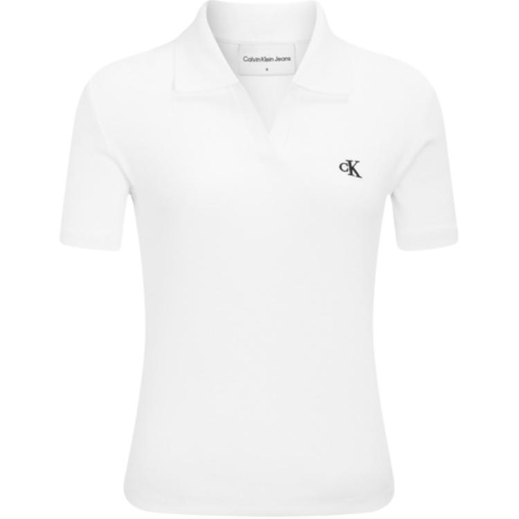 

Calvin Klein Вышитый воротник поло облегающая футболка женская топы белые J221839-YAF XS