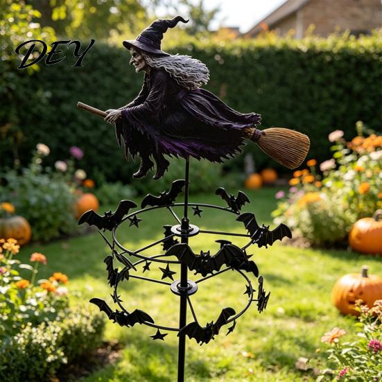 Arte da Giardino in Metallo Strega da Giardino Girandola, Girandole da Esterno per Halloween su Palo, Girandola Volante Prato Patio Sentiero Decorazioni Autunnali