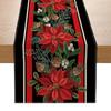180x33cm Table Runner Christmas Table Cover Tablecloth Snowflakes Flowers Trees