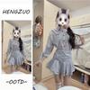 Temperament Bow Printed Striped Shirt Dress Women's Summer New Five-quarter Sleeve Waist Thin A-word Short Skirt