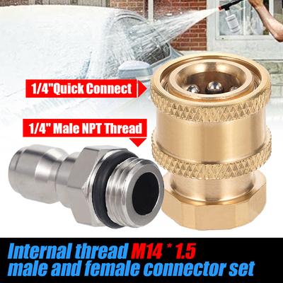 High Pressure Washer 1/4 Quick Connector Water Gun Nozzle M14x1.5 Male Connector Set Household Union Quick Plug Cleaning