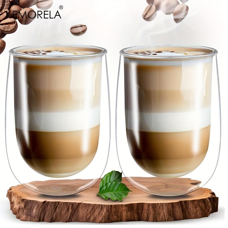KEMORELA 2/4PCS Double Cup Latte Macchiato Glass For Coffee Cup Latte Ice Cream American Coffee Juice Beer Restaurant Drinkware